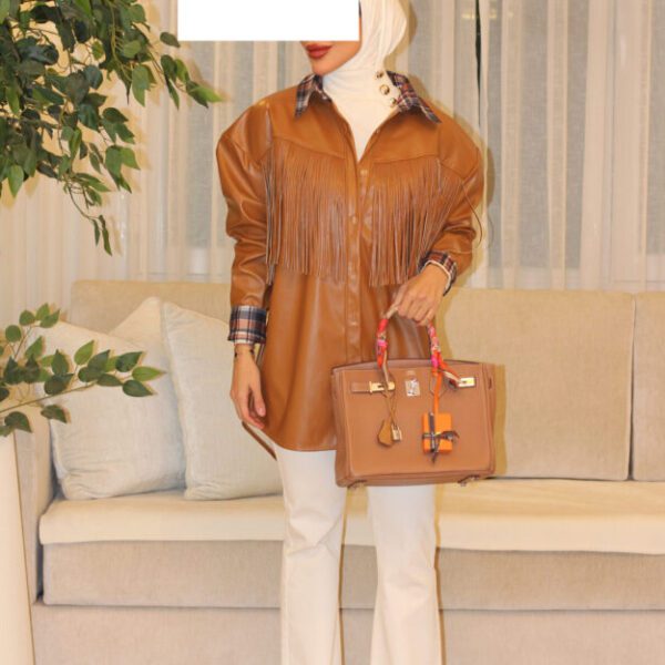 Tan leather shirt